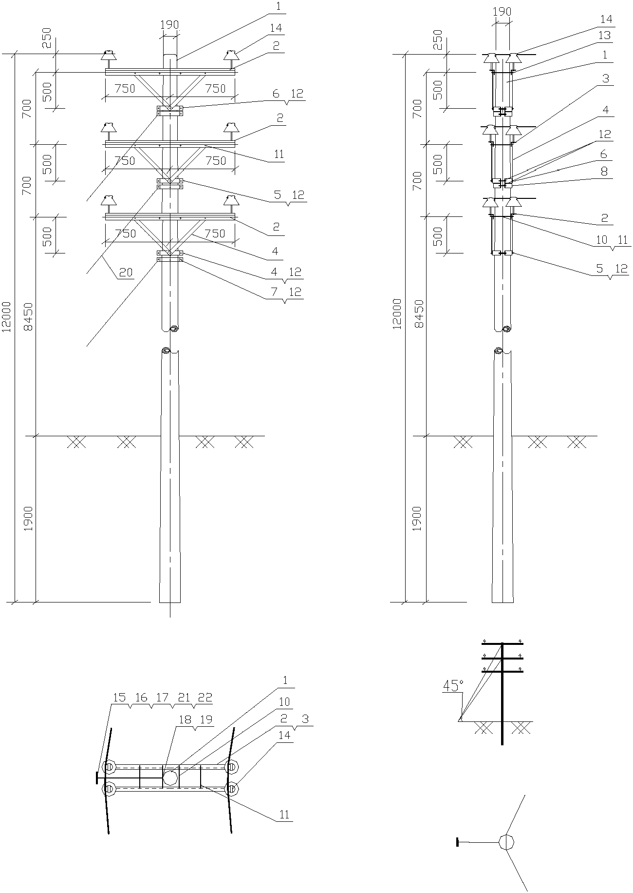 1.2.2 直線轉(zhuǎn)角桿